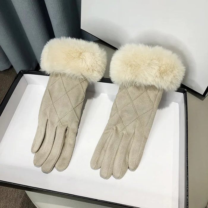 Red Wind Faux Suede Gloves