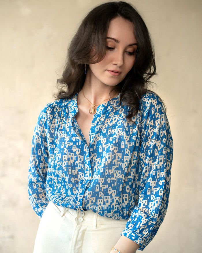 Marie Louise De Monterey Nya Blouse Dual House Blue White