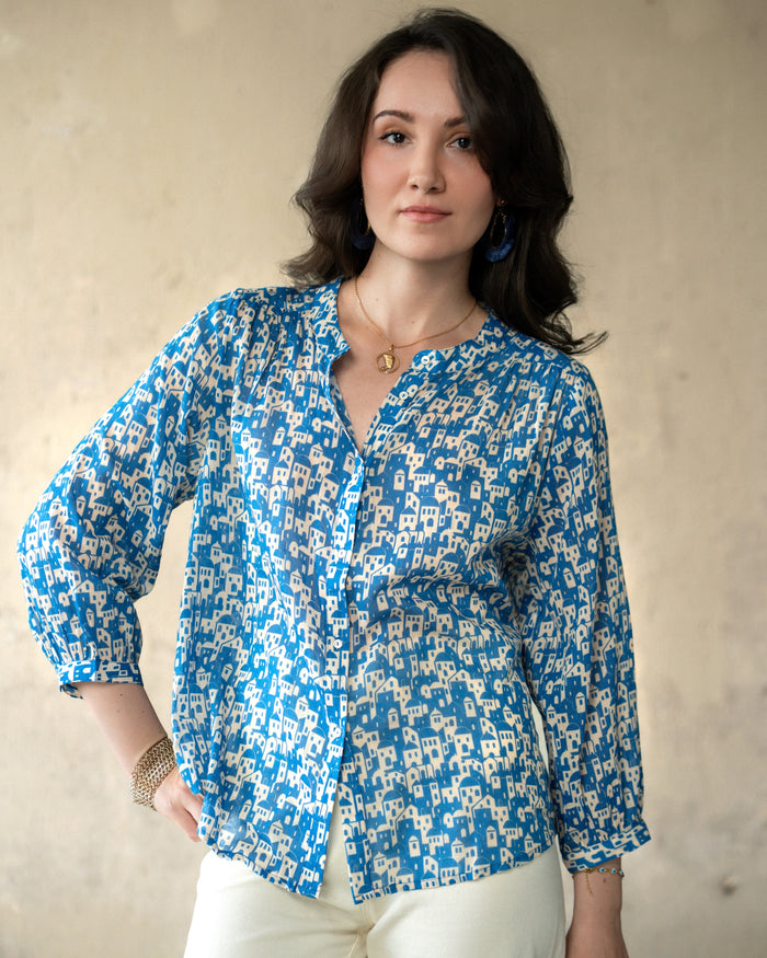 Marie Louise De Monterey Nya Blouse Dual House Blue White