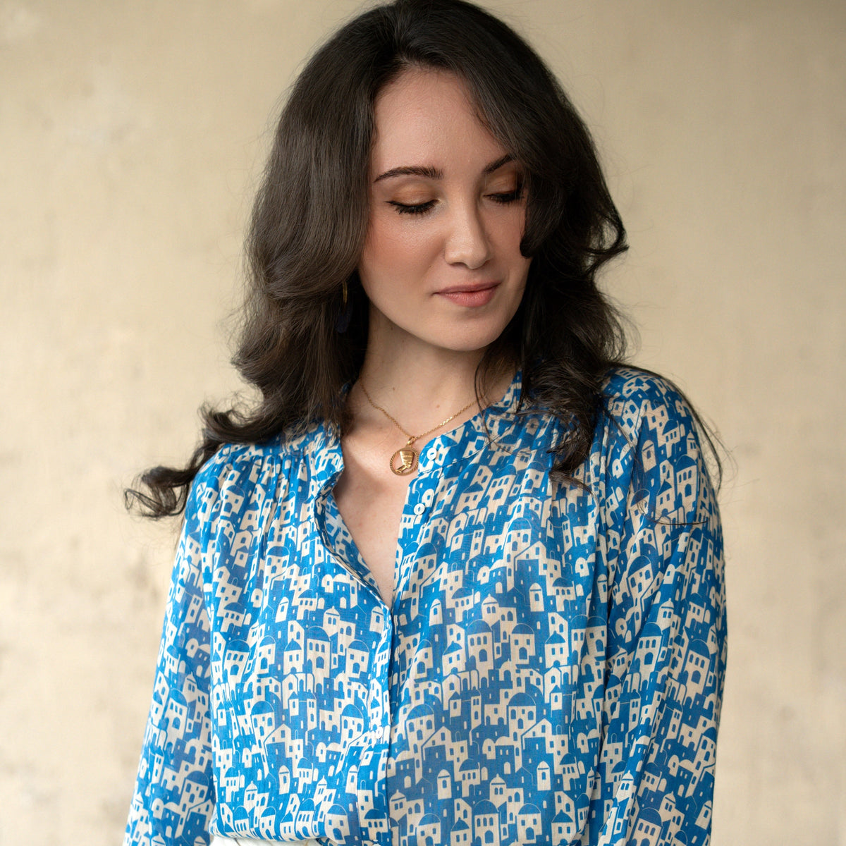 Marie Louise De Monterey Nya Blouse Dual House Blue White
