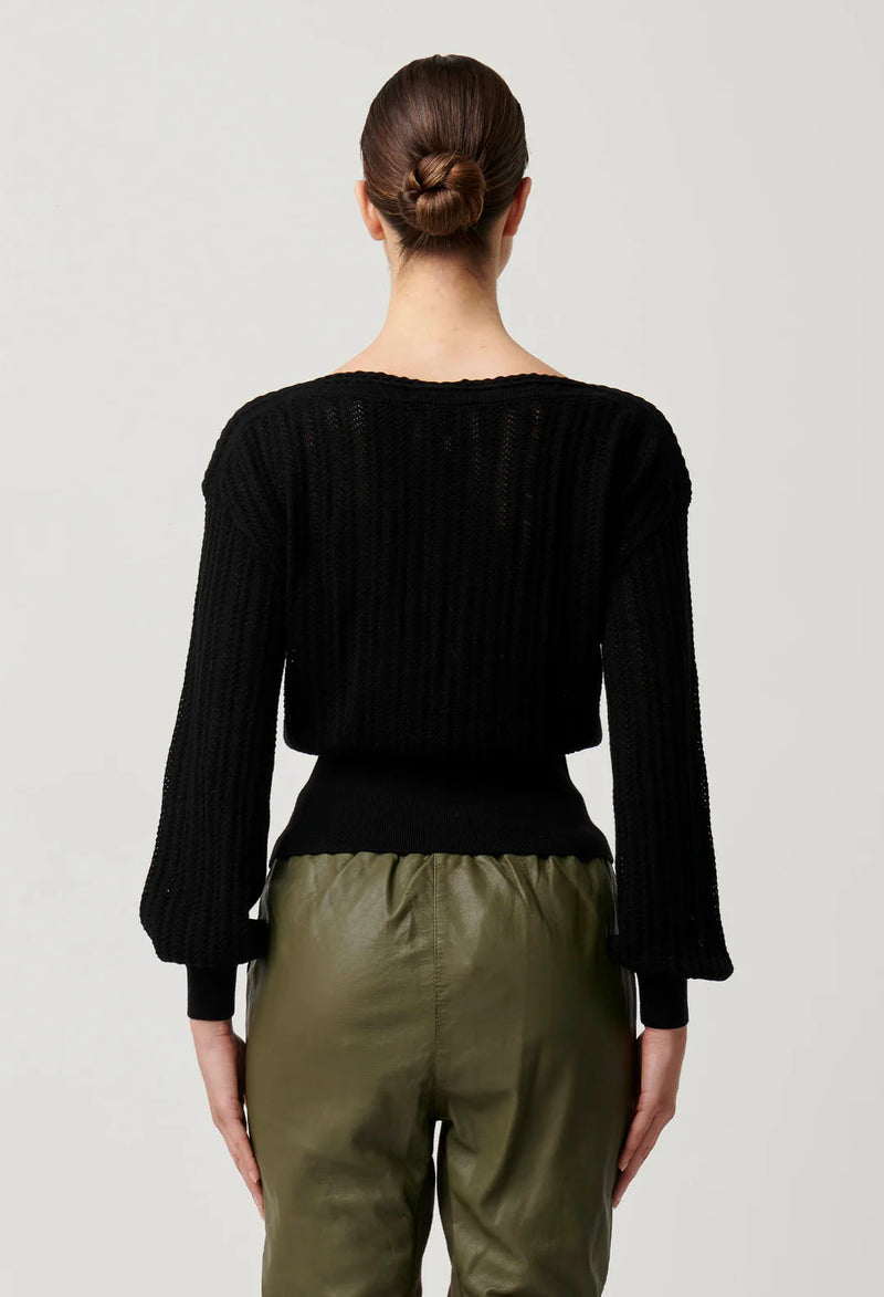 Once Was - Marley Merino Cotton Knit Top in Black