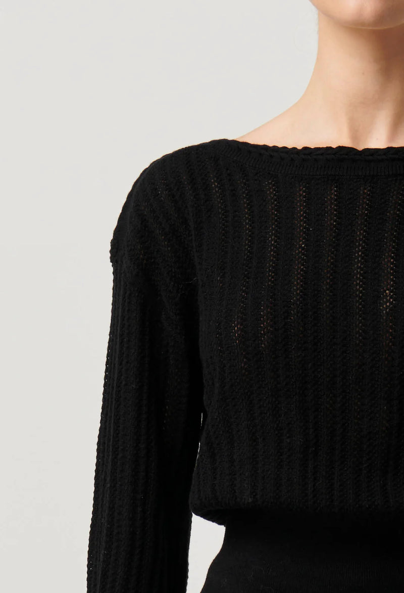 Once Was - Marley Merino Cotton Knit Top in Black