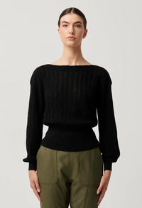 Once Was - Marley Merino Cotton Knit Top in Black