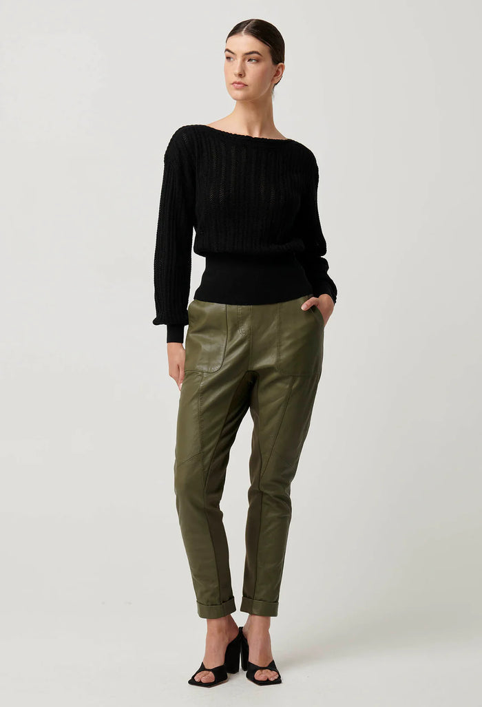 Once Was - Marley Merino Cotton Knit Top in Black