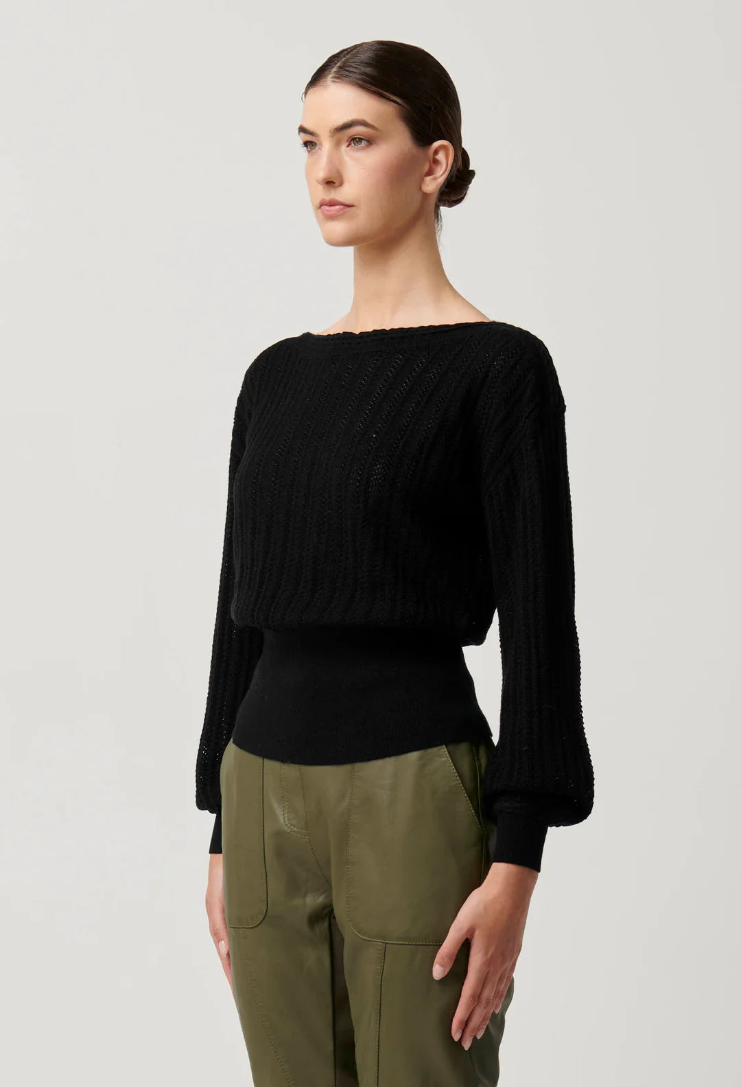 Once Was - Marley Merino Cotton Knit Top in Black