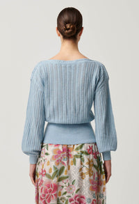 Once Was Marley Merino Cotton Knit Top in Cornflower