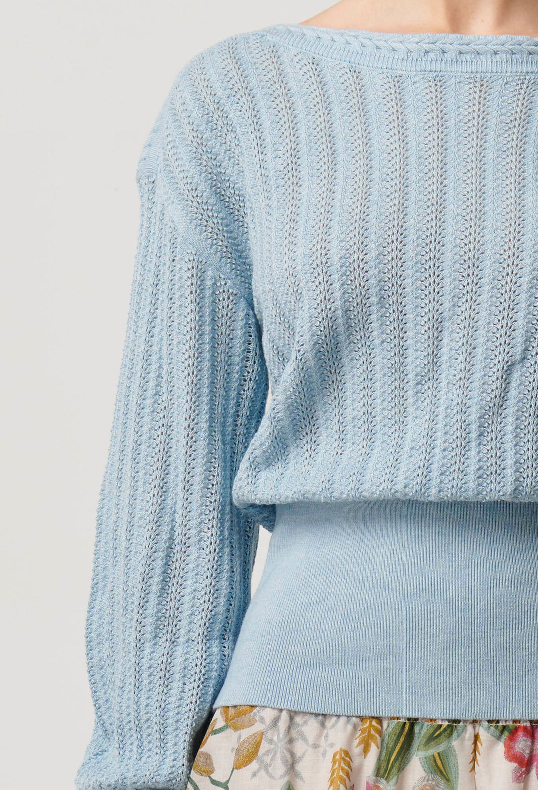 Once Was Marley Merino Cotton Knit Top in Cornflower