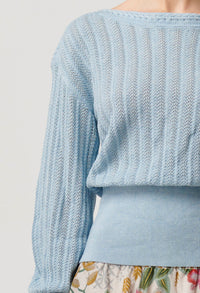 Once Was Marley Merino Cotton Knit Top in Cornflower