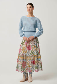 Once Was Marley Merino Cotton Knit Top in Cornflower