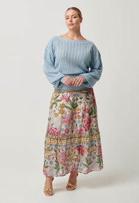 Once Was Marley Merino Cotton Knit Top in Cornflower