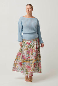 Once Was Marley Merino Cotton Knit Top in Cornflower