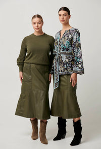 Once Was - Eastyn Merino Wool Cotton Blend Knit in Moss Green