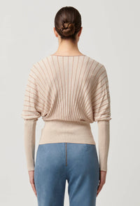 Once Was - Francine Viscose Nylon Blend Knit Top in Buckwheat