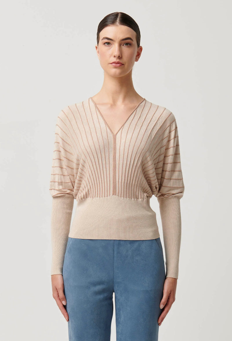 Once Was - Francine Viscose Nylon Blend Knit Top in Buckwheat