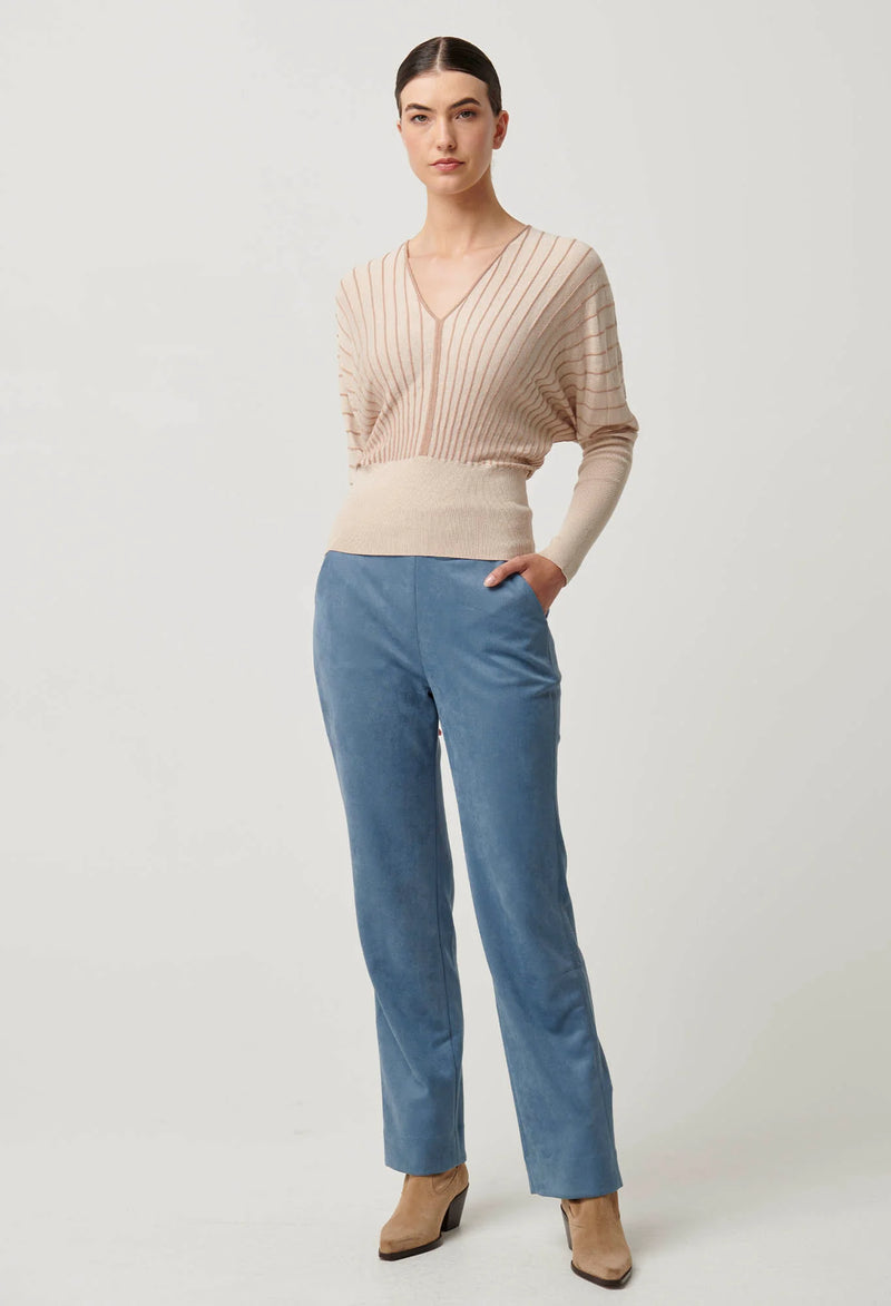 Once Was - Francine Viscose Nylon Blend Knit Top in Buckwheat