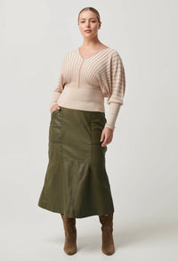 Once Was - Francine Viscose Nylon Blend Knit Top in Buckwheat