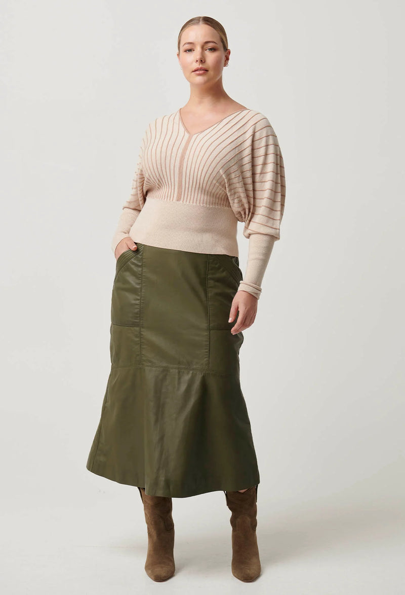 Once Was - Francine Viscose Nylon Blend Knit Top in Buckwheat