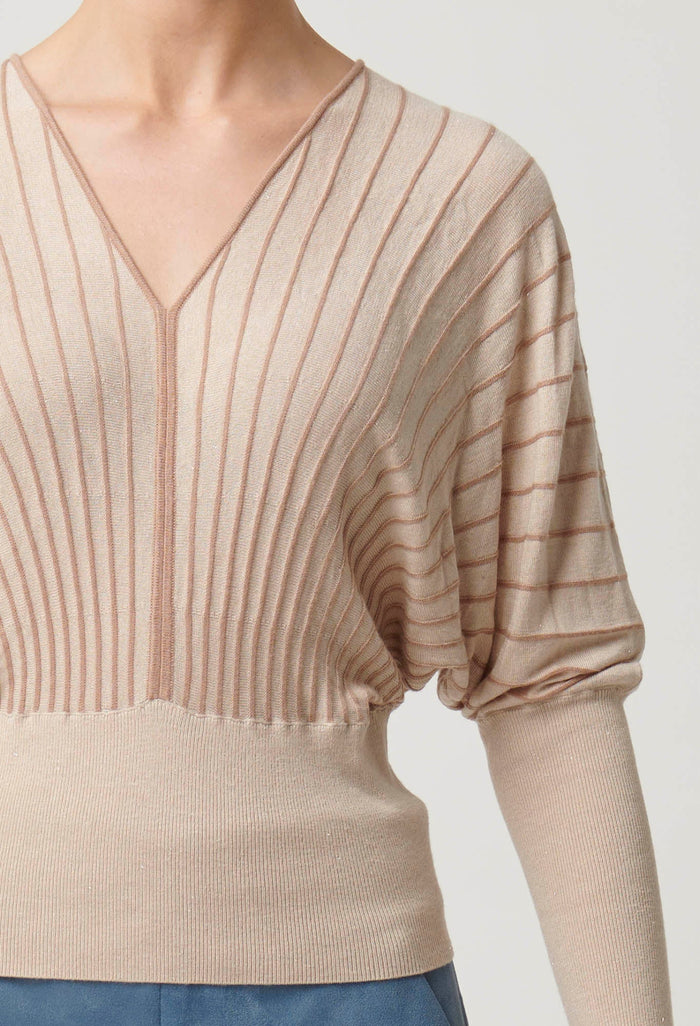Once Was - Francine Viscose Nylon Blend Knit Top in Buckwheat