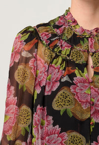 Once Was Estrella Viscose Chiffon Blouse in Winter Granadilla