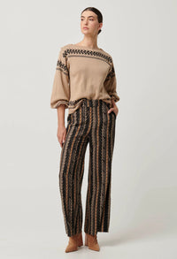 Once Was - Odessa Merino Wool Cotton Blend Jacquard Knit Top