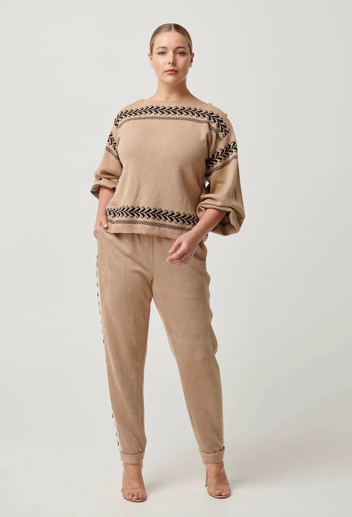 Once Was - Odessa Merino Wool Cotton Blend Jacquard Knit Top