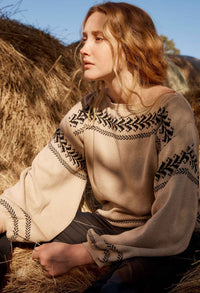 Once Was - Odessa Merino Wool Cotton Blend Jacquard Knit Top