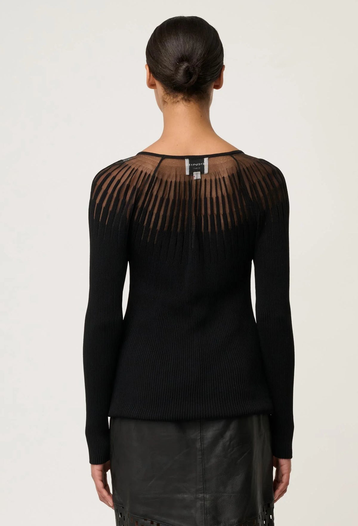 Once Was - Rhiannon Viscose Nylon Sheer Knit Top in Black