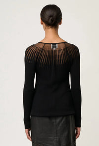 Once Was - Rhiannon Viscose Nylon Sheer Knit Top in Black