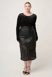 Once Was - Rhiannon Viscose Nylon Sheer Knit Top in Black