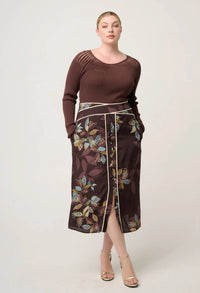 Once Was - Rhiannon Viscose Nylon Sheer Knit Top in Mocha