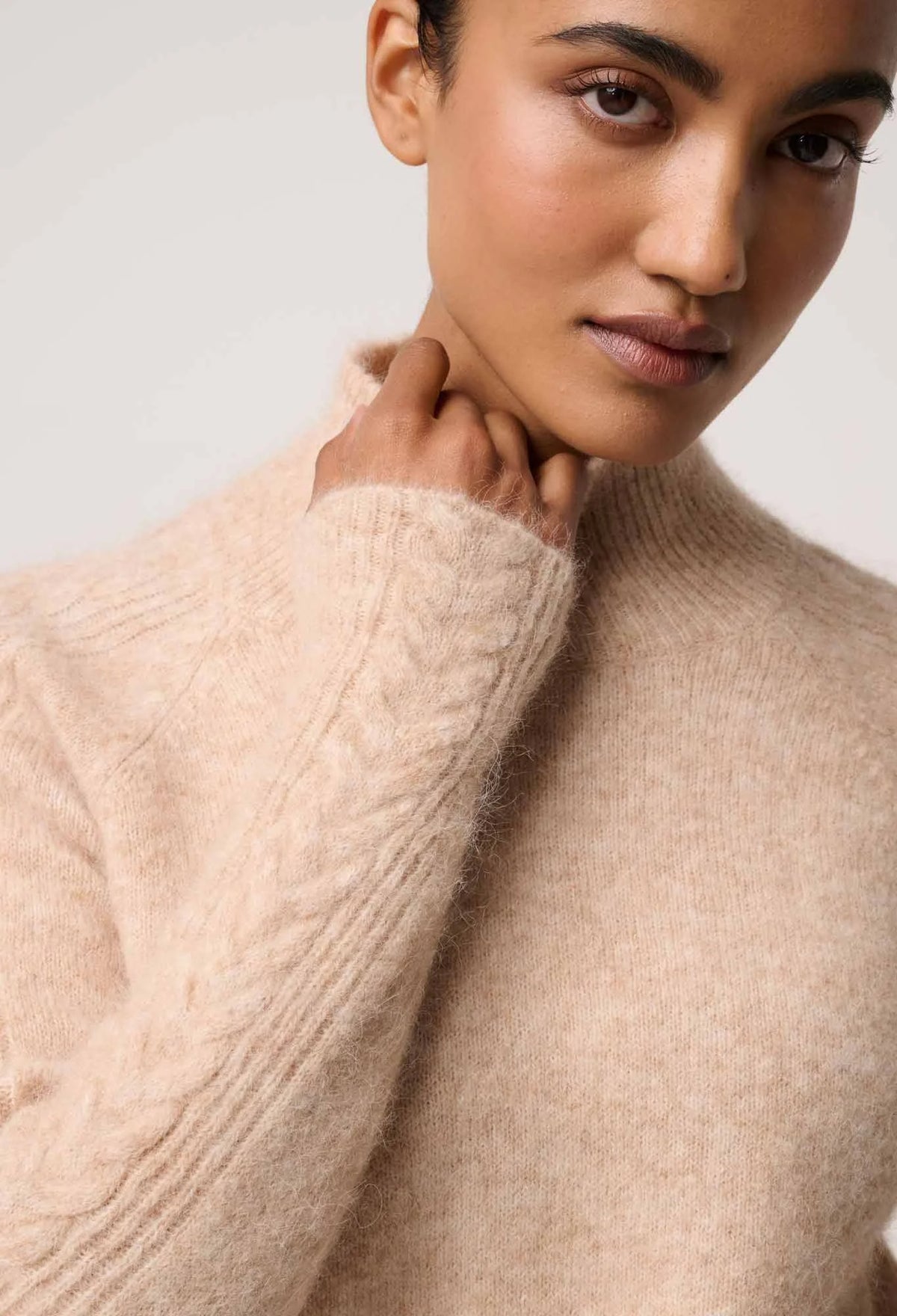 Once Was - Savanna Alpaca Wool Blend Fluffy Sweater in Almond