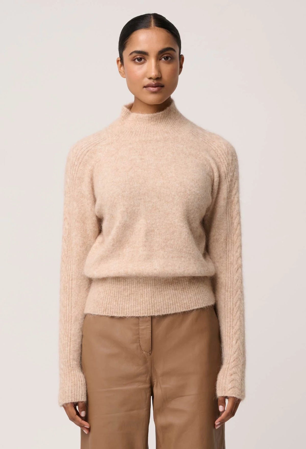 Once Was - Savanna Alpaca Wool Blend Fluffy Sweater in Almond