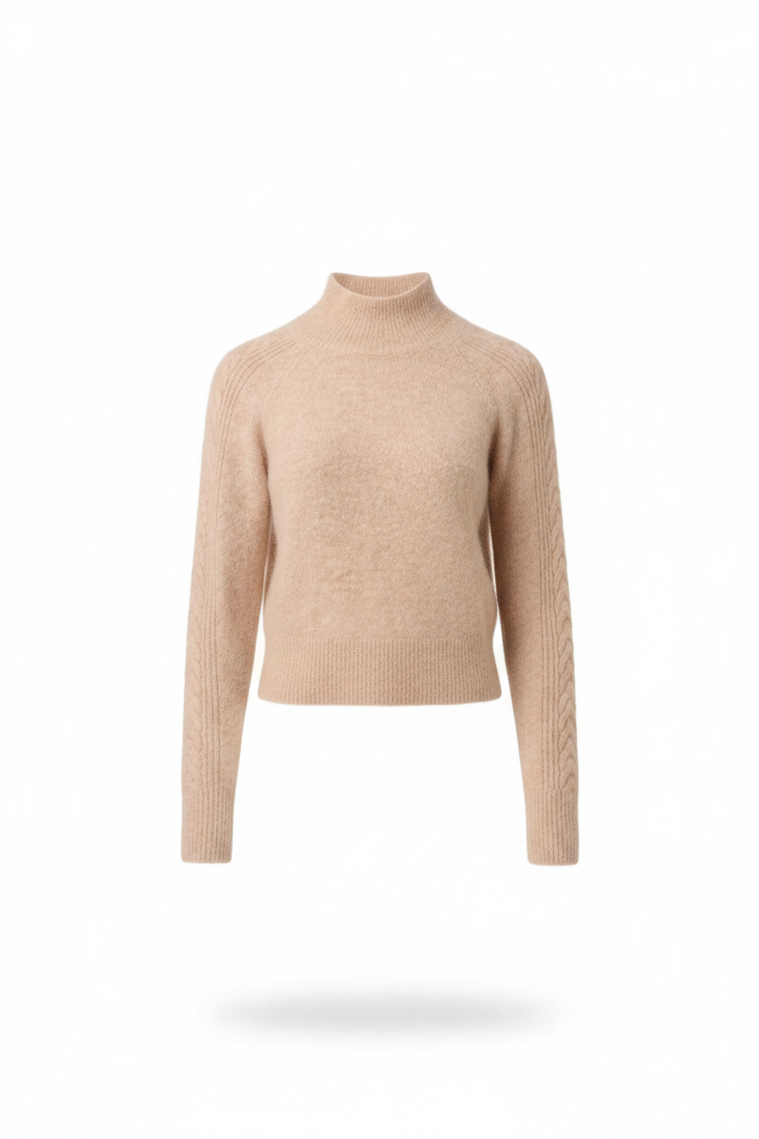 Once Was - Savanna Alpaca Wool Blend Fluffy Sweater in Almond