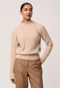 Once Was - Savanna Alpaca Wool Blend Fluffy Sweater in Almond