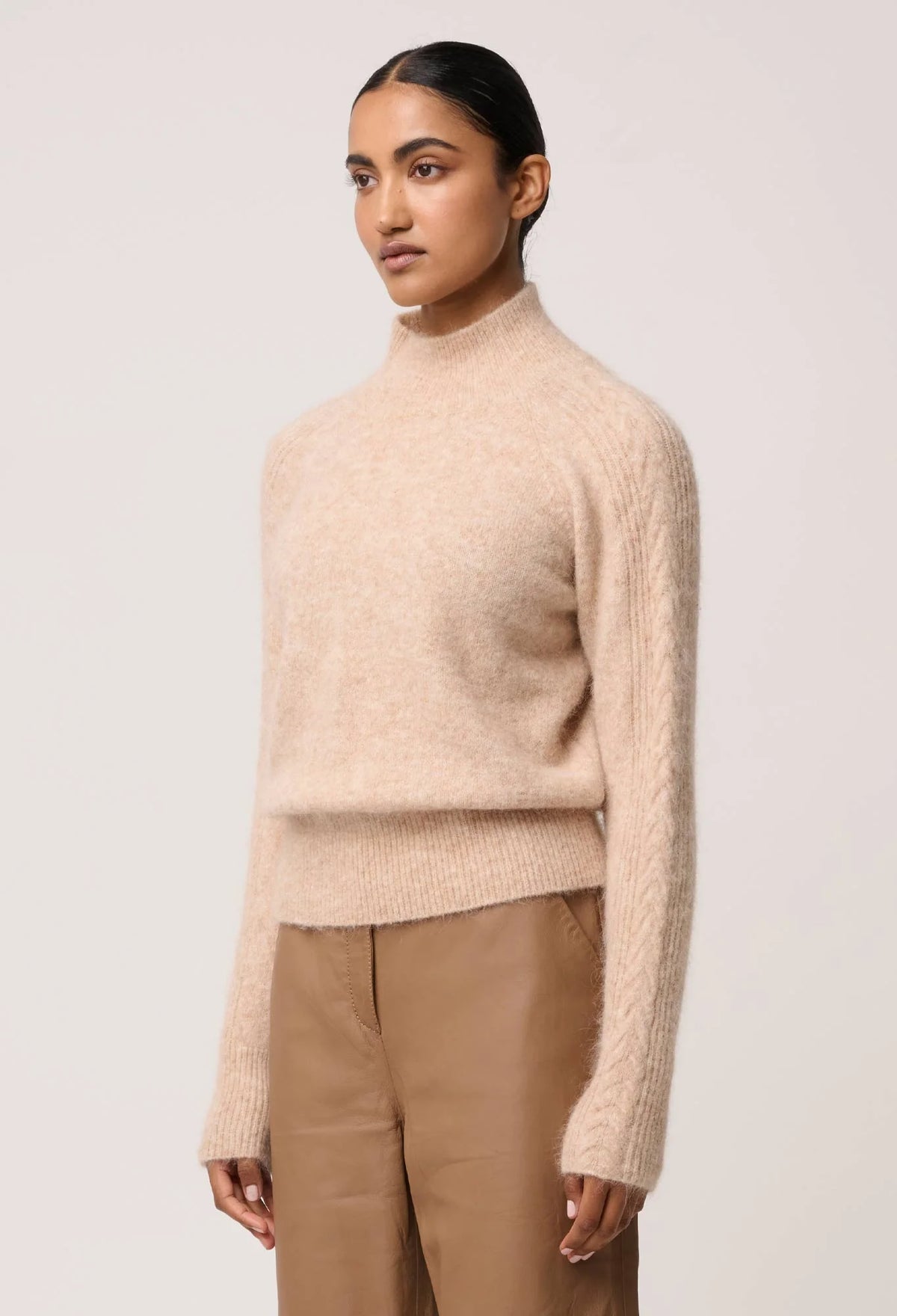 Once Was - Savanna Alpaca Wool Blend Fluffy Sweater in Almond