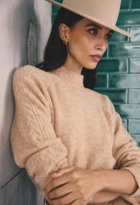 Once Was - Savanna Alpaca Wool Blend Fluffy Sweater in Almond