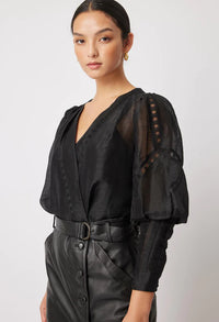 Bedouin Silk/Linen Top in Black