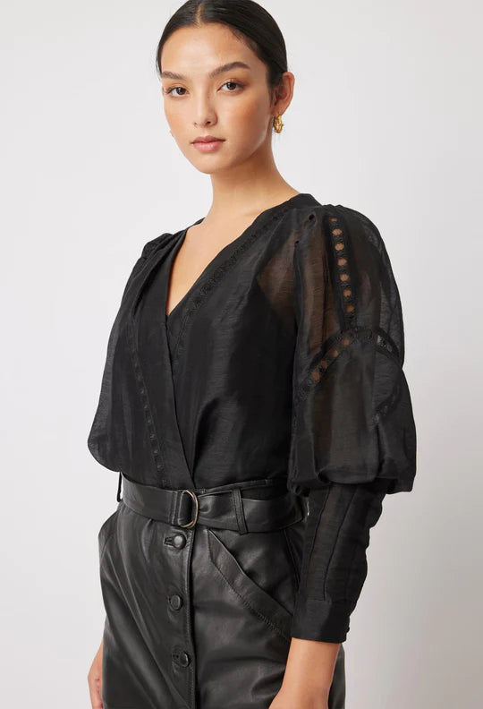Bedouin Silk/Linen Top in Black