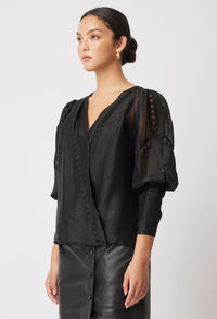 Bedouin Silk/Linen Top in Black