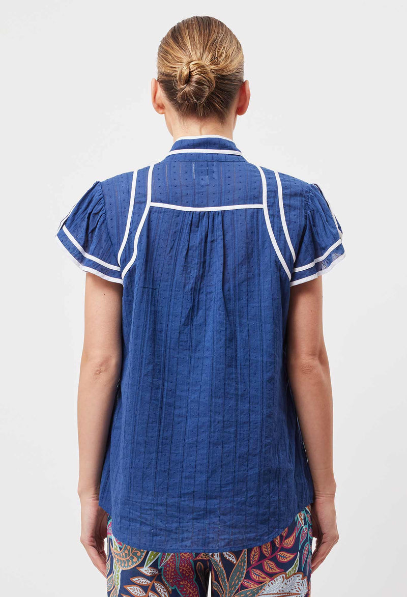 Panama cotton Clipspot binding details Flutter sleeve