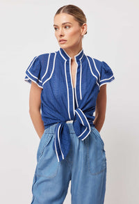 Panama cotton Clipspot binding details Flutter sleeve