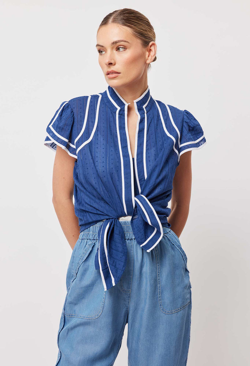 Panama cotton Clipspot binding details Flutter sleeve