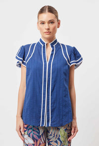 Panama cotton Clipspot binding details Flutter sleeve