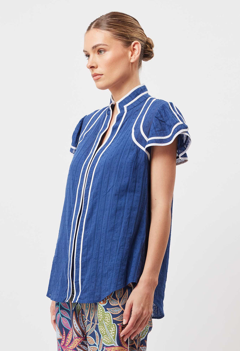 Panama cotton Clipspot binding details Flutter sleeve