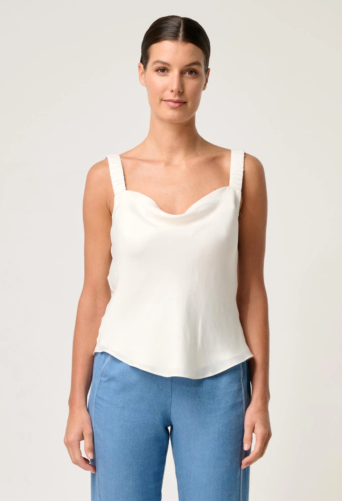 Once Was - Delray Reversible Cowl & V Neck Cami - Ivory