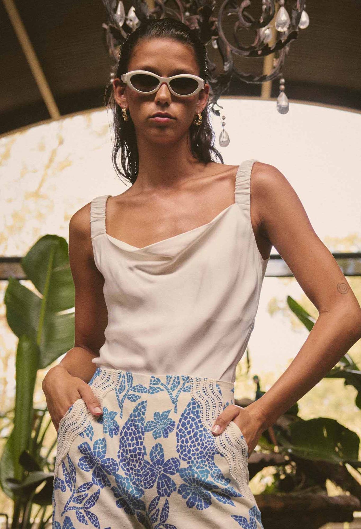 Once Was - Delray Reversible Cupro Cami in Ivory