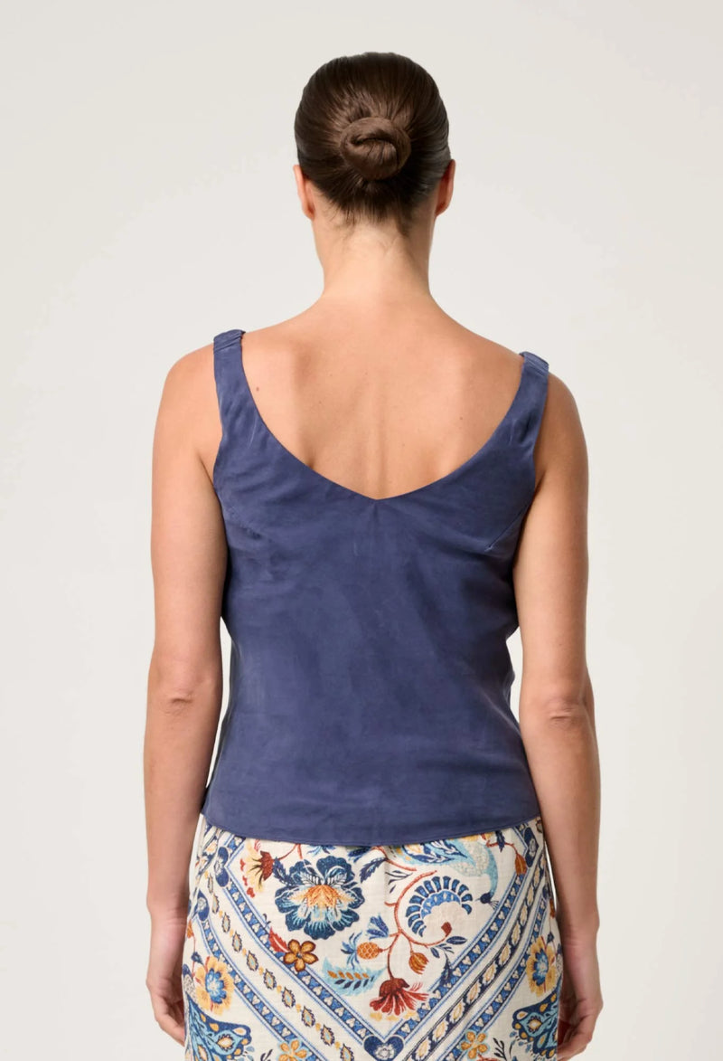 Once Was - Delray Reversible Cupro Cowl Cami Lapis