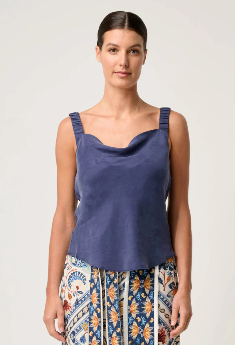 Once Was - Delray Reversible Cupro Cowl Cami Lapis