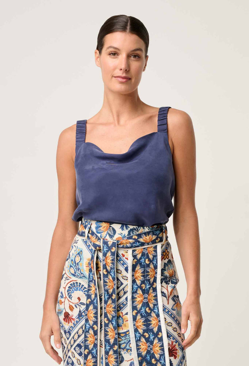 Once Was - Delray Reversible Cupro Cowl Cami Lapis