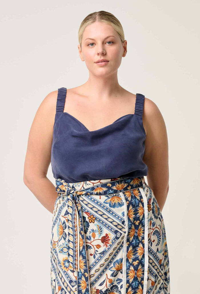 Once Was - Delray Reversible Cupro Cowl Cami Lapis